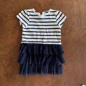 Petit Bateau Navy Blue and White Striped Dress Size 18 Months